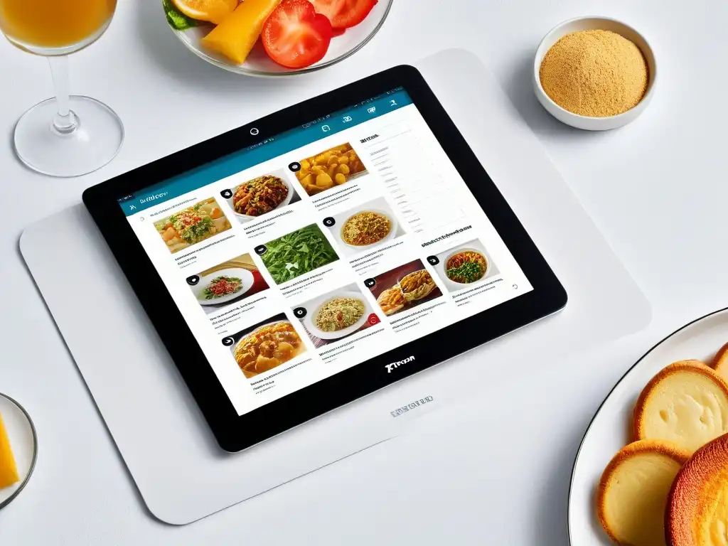 Crear libro recetas digital en una tablet elegante con interfaz moderna y atractiva