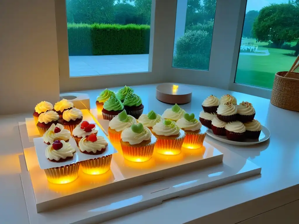 Libros de repostería cupcakes especializados en cocina moderna con encimeras blancas