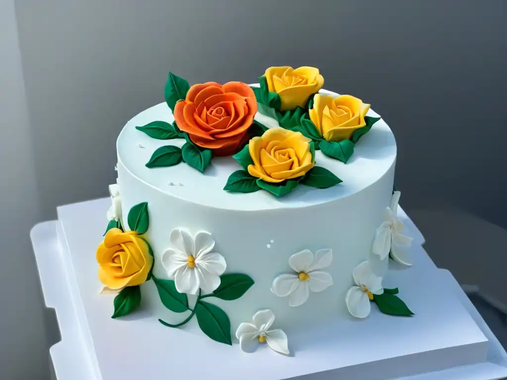 Un maestro pastelero moldea delicadas rosas de fondant