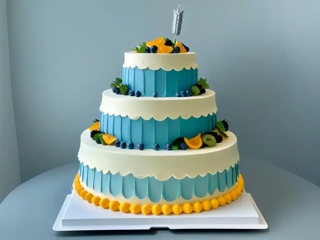 El maestro repostero Christian Escribà decora con precisión una tarta multicapa, mostrando la historia de la repostería