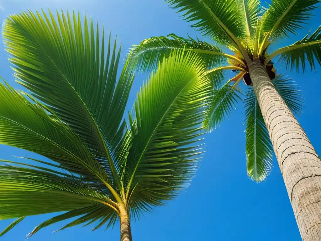 La majestuosidad de una palmera de coco en un entorno tropical sereno, con beneficios azúcar de coco