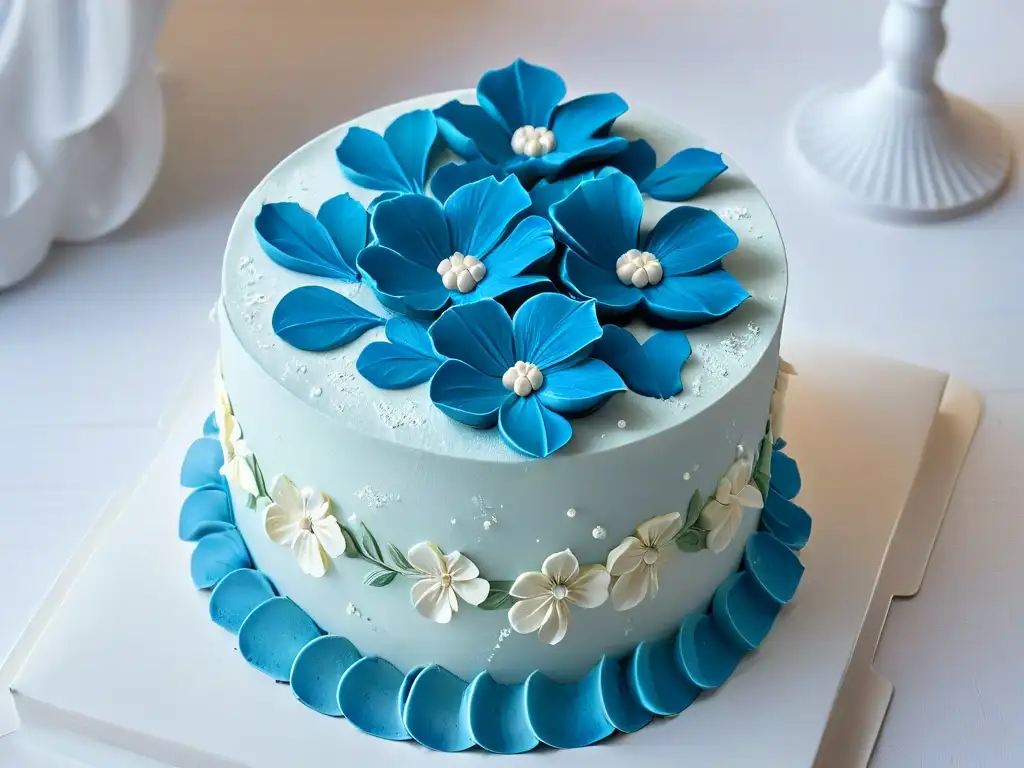 Unas manos expertas esculpen flores de fondant con precisión, destacando la destreza en el modelado de fondant para principiantes