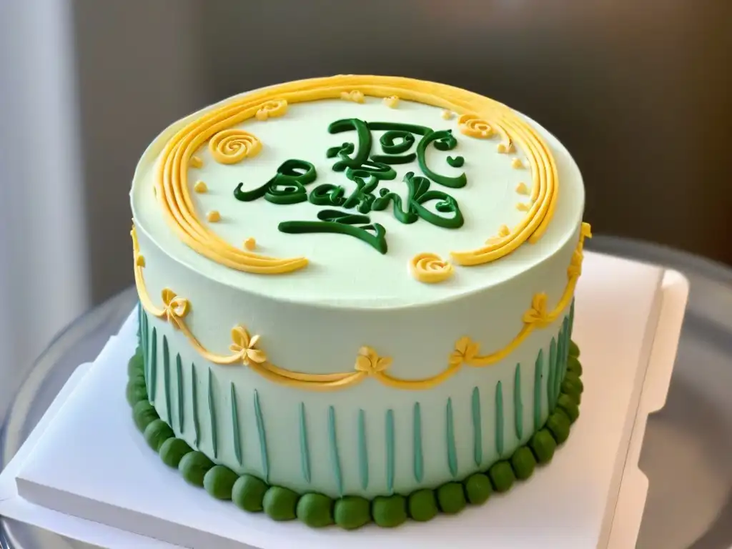 Manos expertas en técnicas de lettering comestible decoran pastel con arte y precisión en repostería personalizada