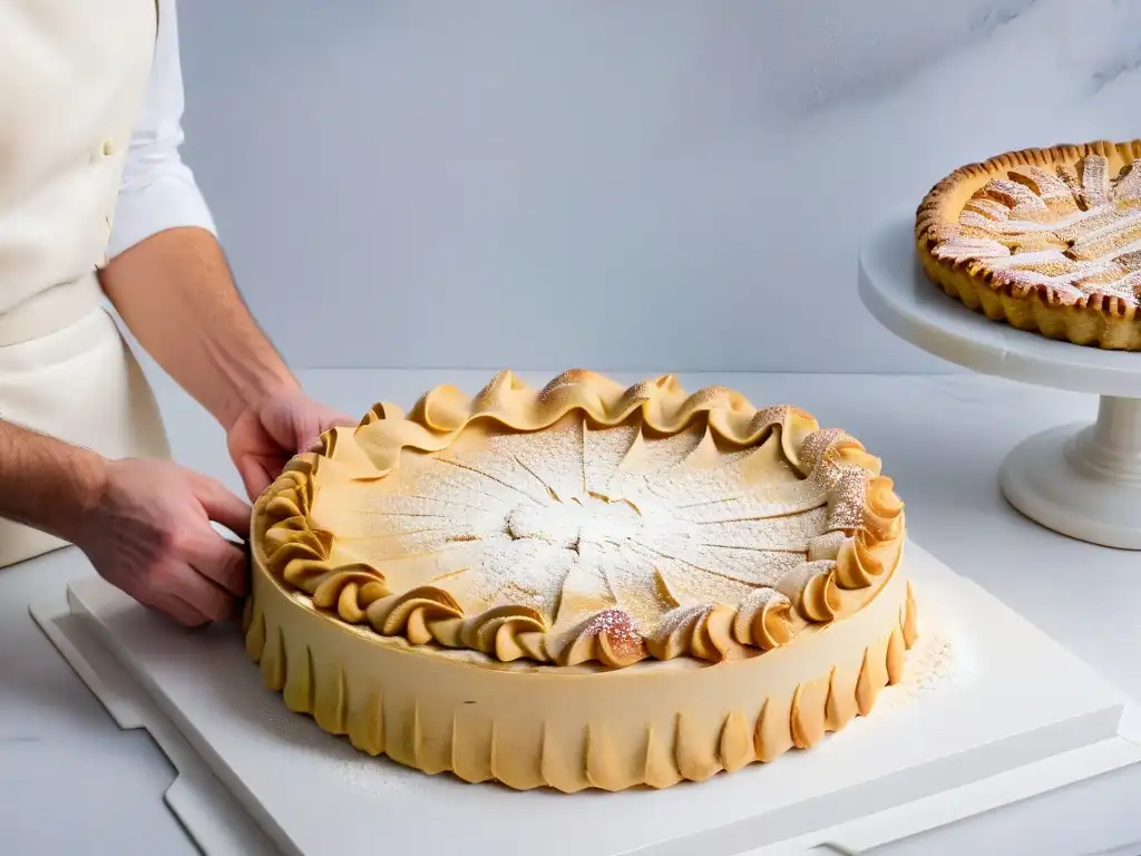 Manos creando una masa de pastel sin gluten con grasas saludables en encimera de mármol blanco