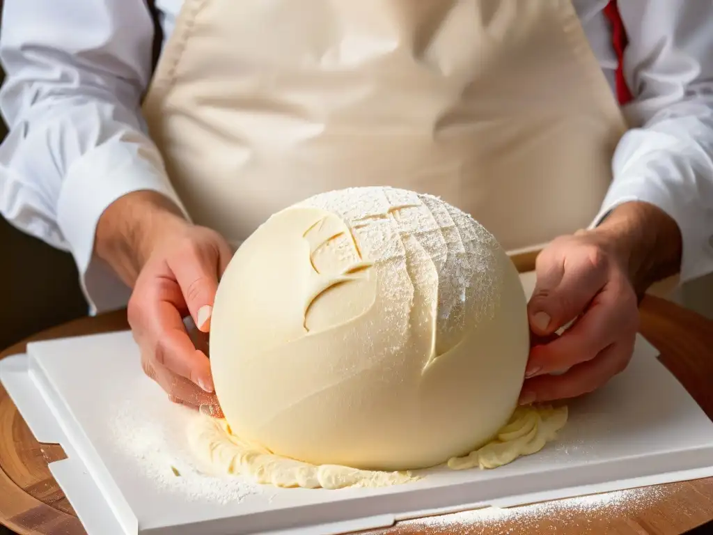 Manos de panadero amasando masa, mostrando el manejo del gluten en repostería