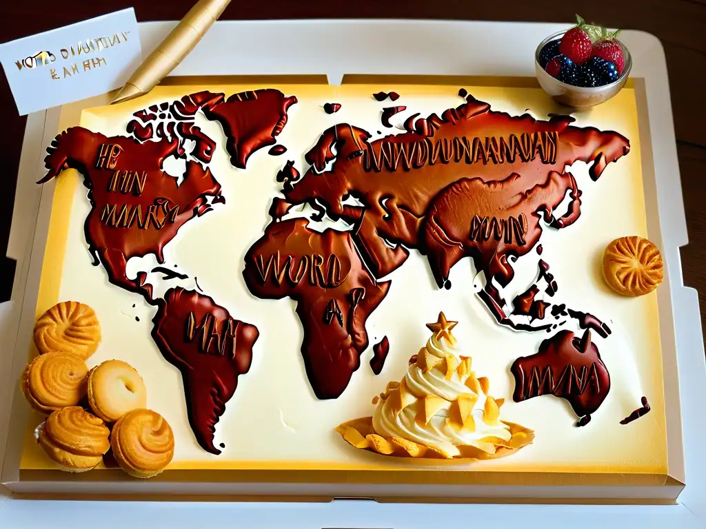 Mapa del mundo dulce: viaje global en pastelería Mapamundi de postres: un viaje dulce por la repostería global