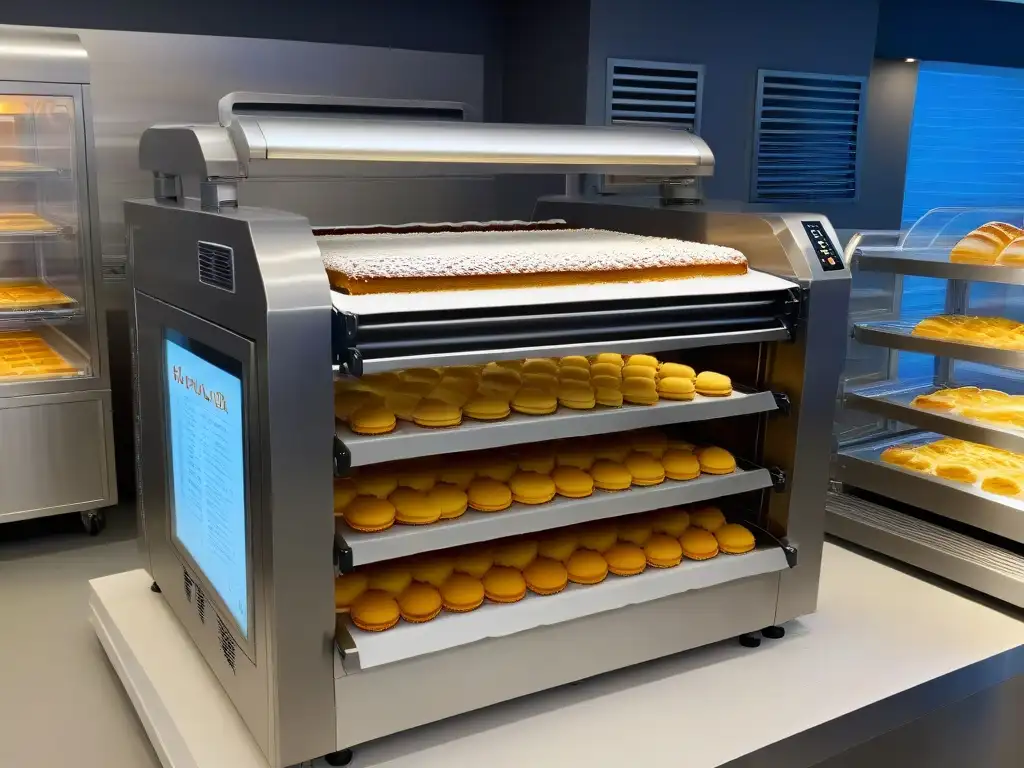 Máquina de repostería de alta tecnología en panadería moderna Una máquina de repostería de alta tecnología en un entorno moderno, destacando la tecnología en postres de lujo