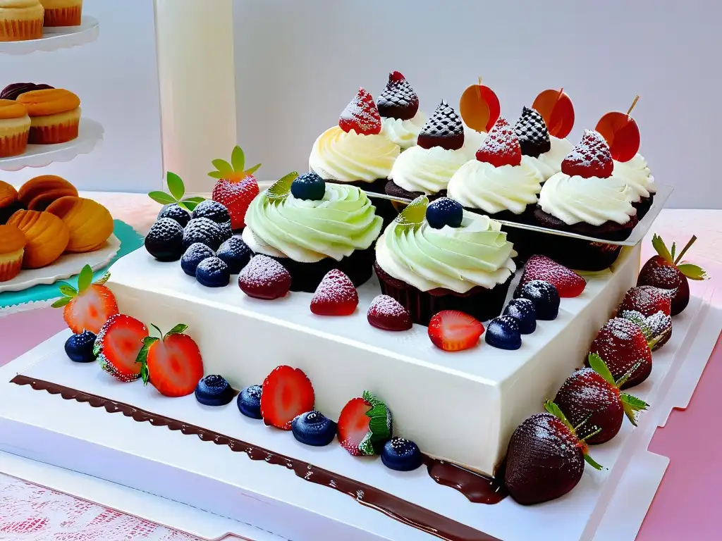 Una mesa de cumpleaños decorada con postres sin gluten para cumpleaños, repleta de delicias coloridas y exquisitas