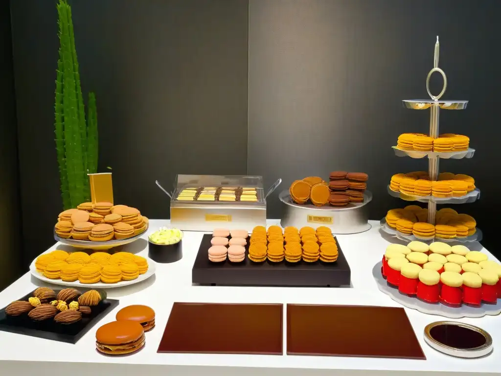 Una mesa de postres de boda tradicionales globales exquisitamente presentados de todo el mundo