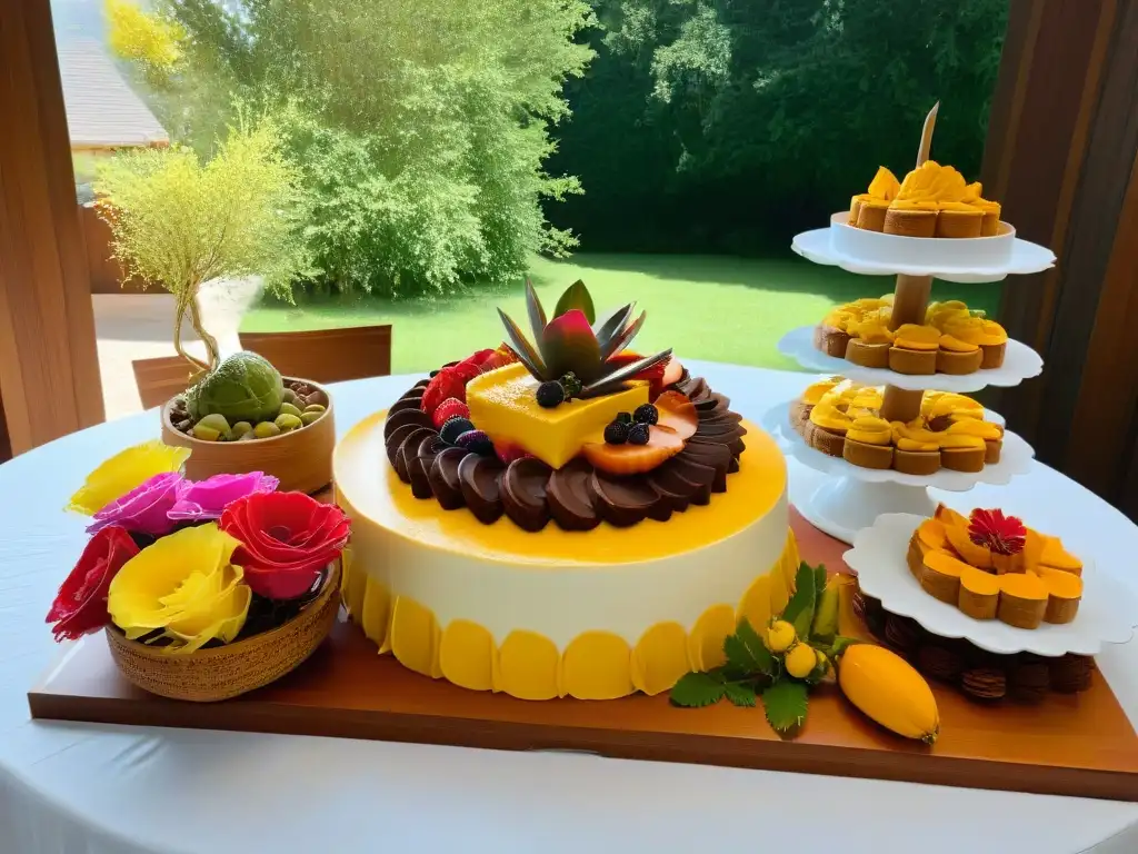 Una mesa de postres mexicanos con azúcares especiales para repostería gourmet, decorada con flores y detalles rústicos