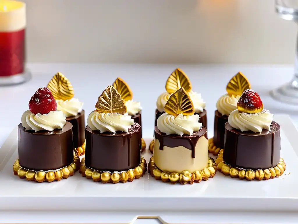 Una mesa de postres navideños innovadores con mini cheesecakes de jengibre y mousse de chocolate