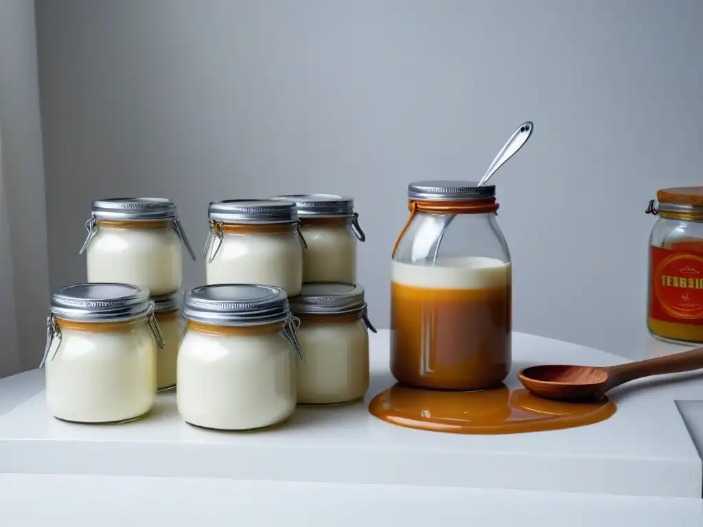 Preparación meticulosa de dulce de leche saludable con leche fresca, vainilla y caramelo hirviendo en una cocina minimalista