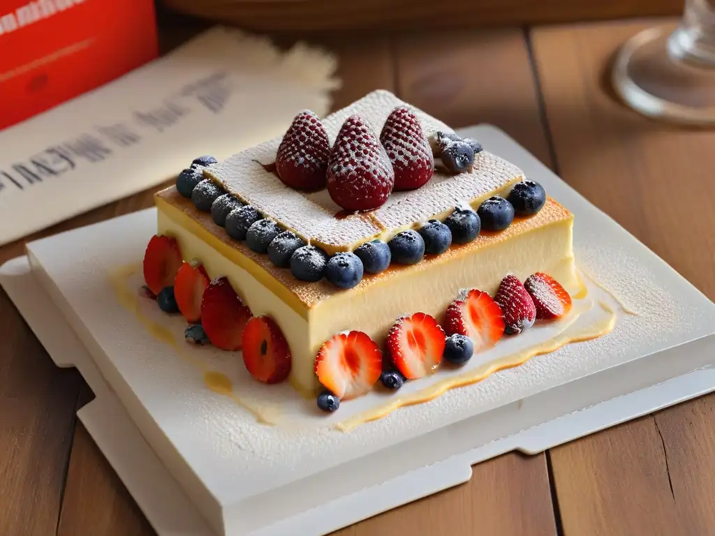 Un milhojas con crema pastelera y frutos del bosque, una obra de arte culinaria