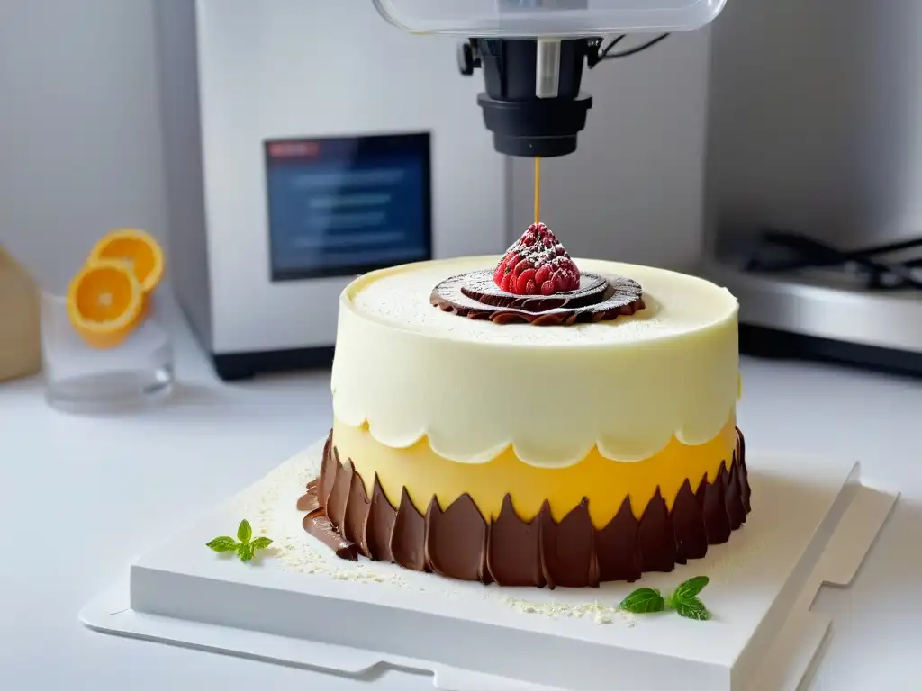 Un 3D printer moderno crea postres 3D increíbles en Instagram en una cocina minimalista