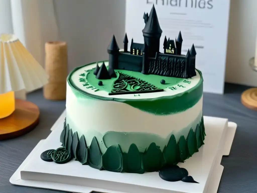 Molde de pastel inspirado en Harry Potter con detalles mágicos y sofisticados en silicona negra de alta calidad