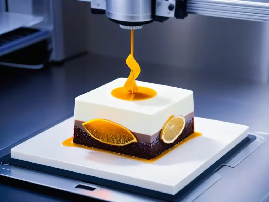 Máquina 3D crea molde postre personalizado con patrones geométricos