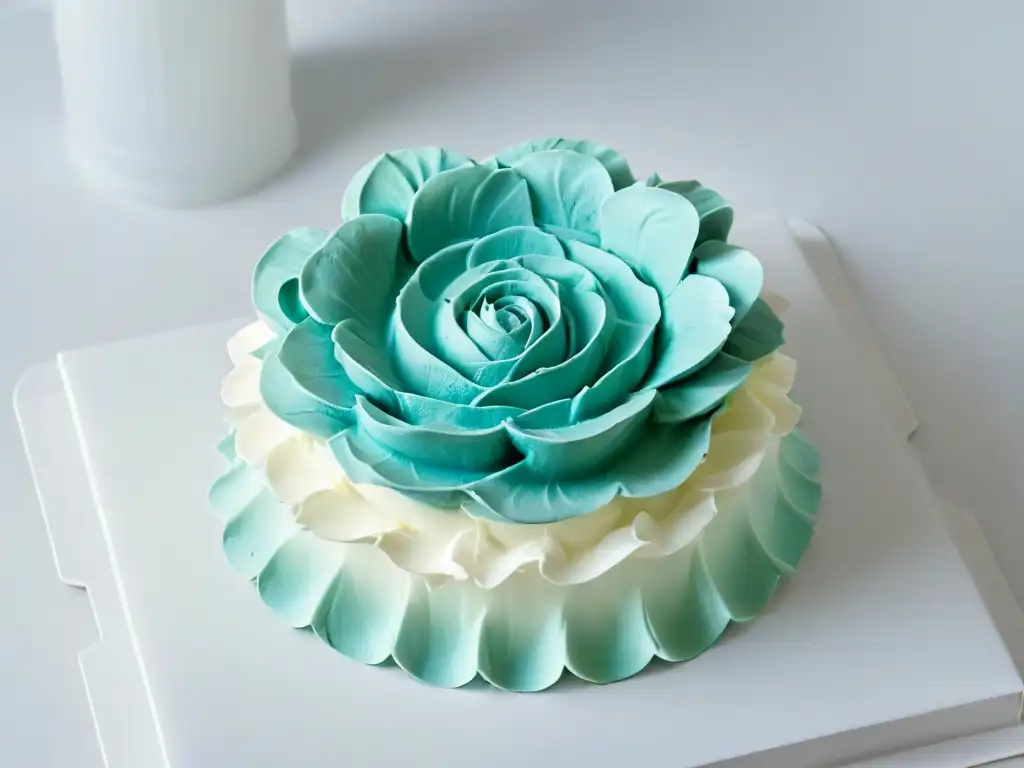 Un molde de silicona para repostería creativa con forma de rosa, destacando su flexibilidad y detalles intrincados en los pétalos