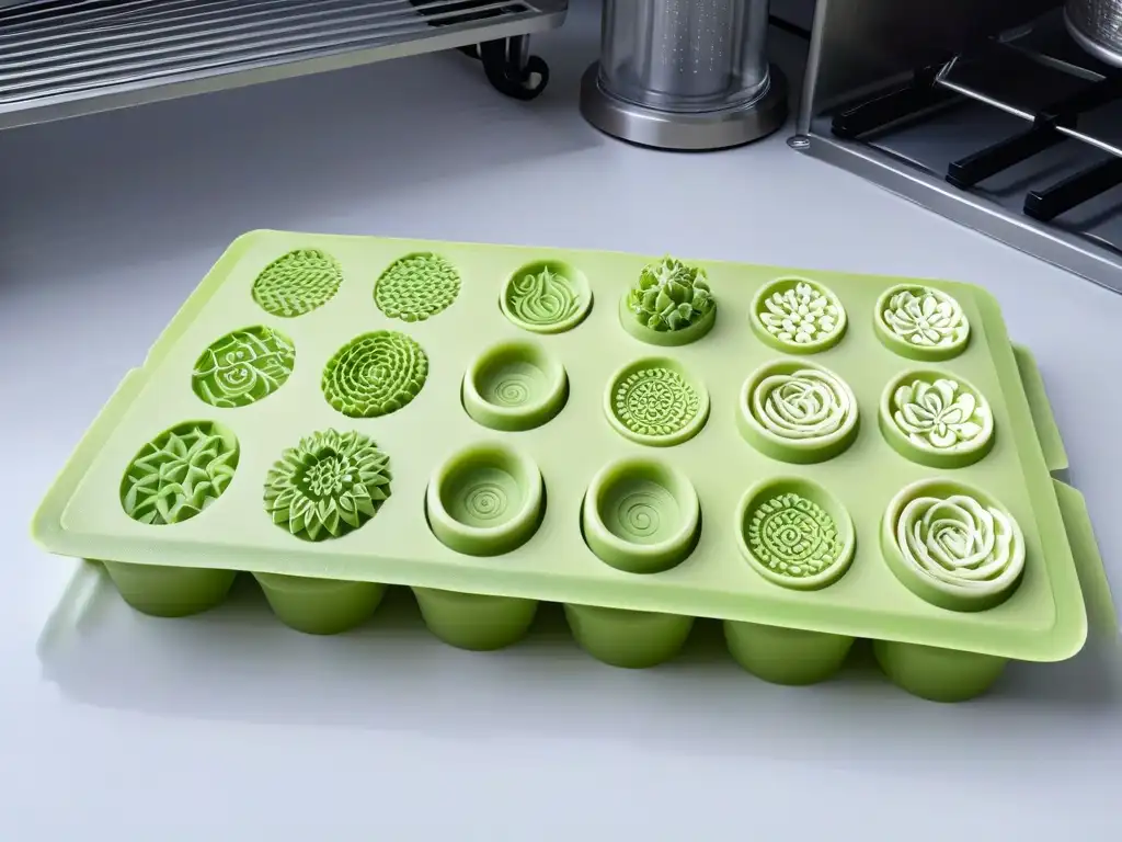 Moldes de silicona para repostería creativa en una cocina moderna y elegante