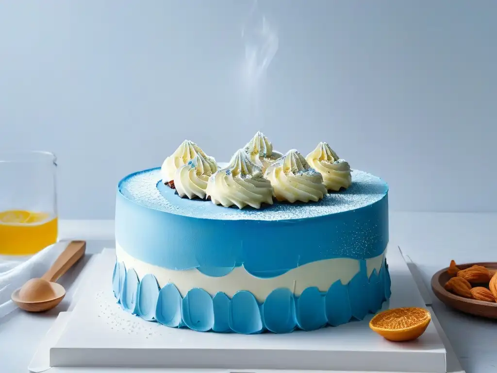 Un mostrador de cocina futurista con recetas de postres en Realidad Aumentada