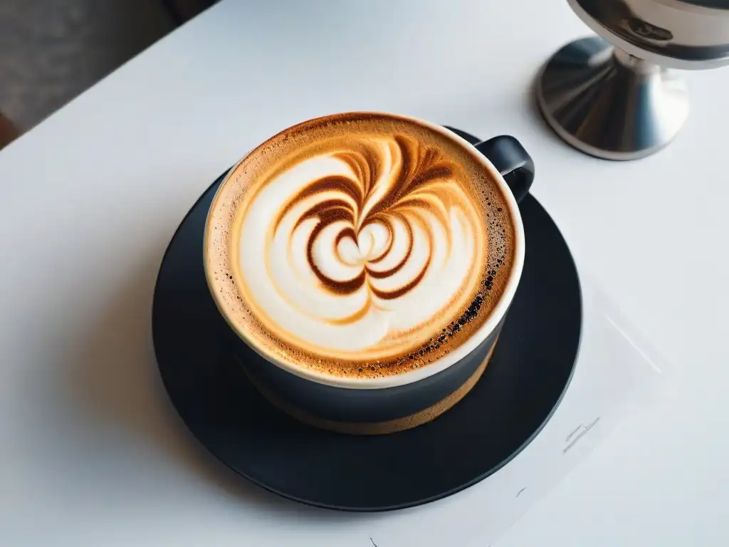 Una obra maestra de arte en café: un diseño delicado en un cappuccino