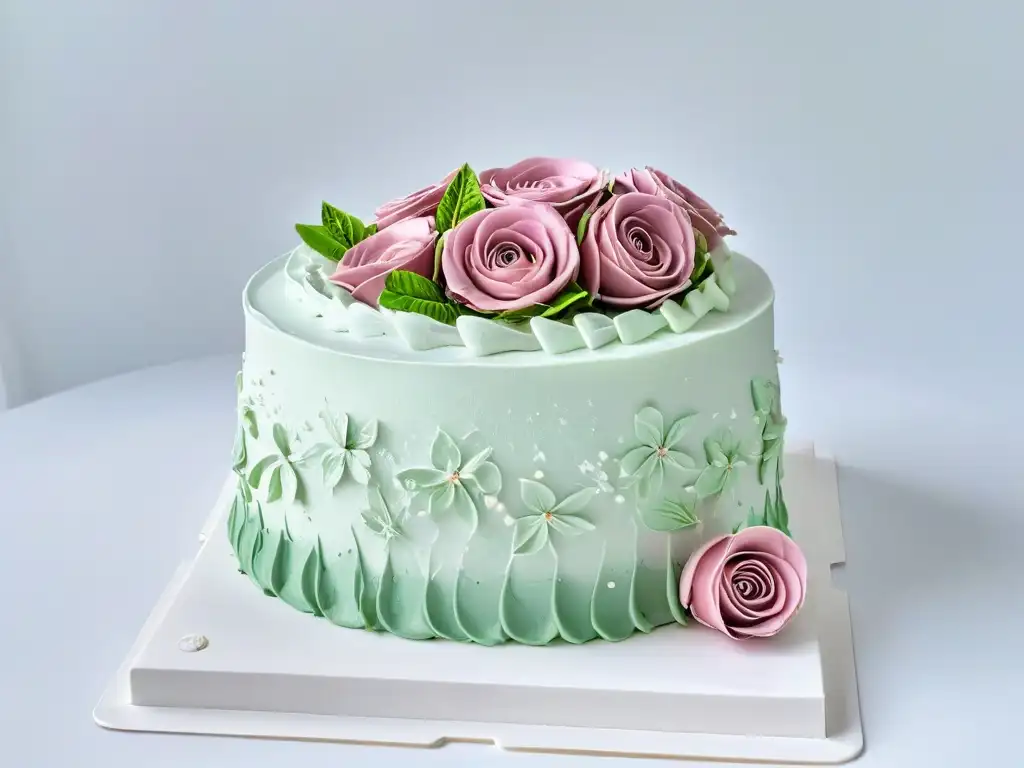 Una obra maestra de decoración de pasteles para principiantes: una torta blanca con detalles de glaseado real en tonos pastel