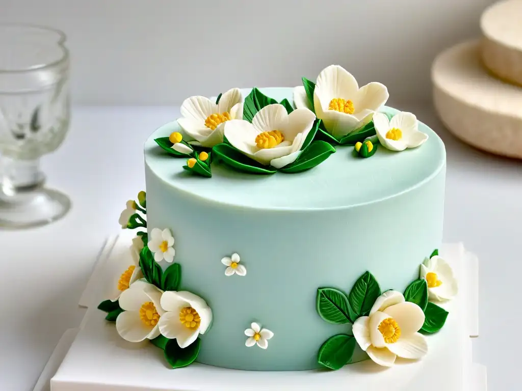 Una obra maestra de repostería: detallado adorno de flores en fondant