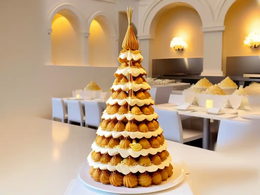 Una obra maestra de la repostería: un croquembouche elaborado con precisión y arte por Adriano Zumbo en su cocina