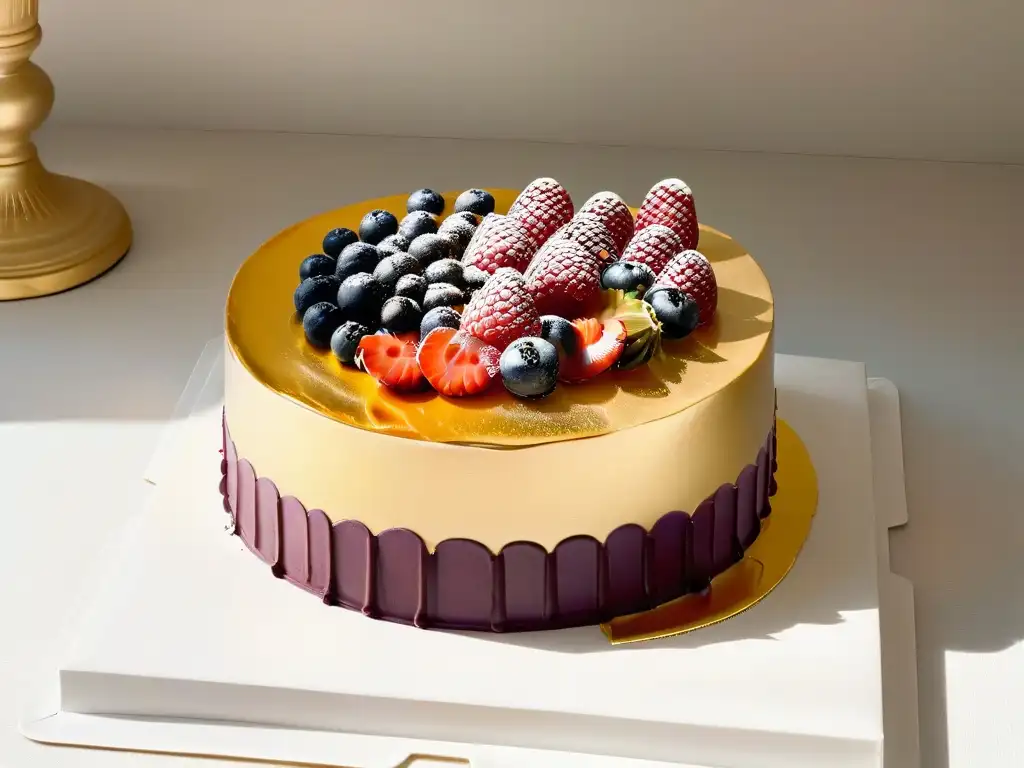 Obra maestra de repostería con influencia de Gastón Lenôtre: entremet en capas coloridas, detalladas y elegantes