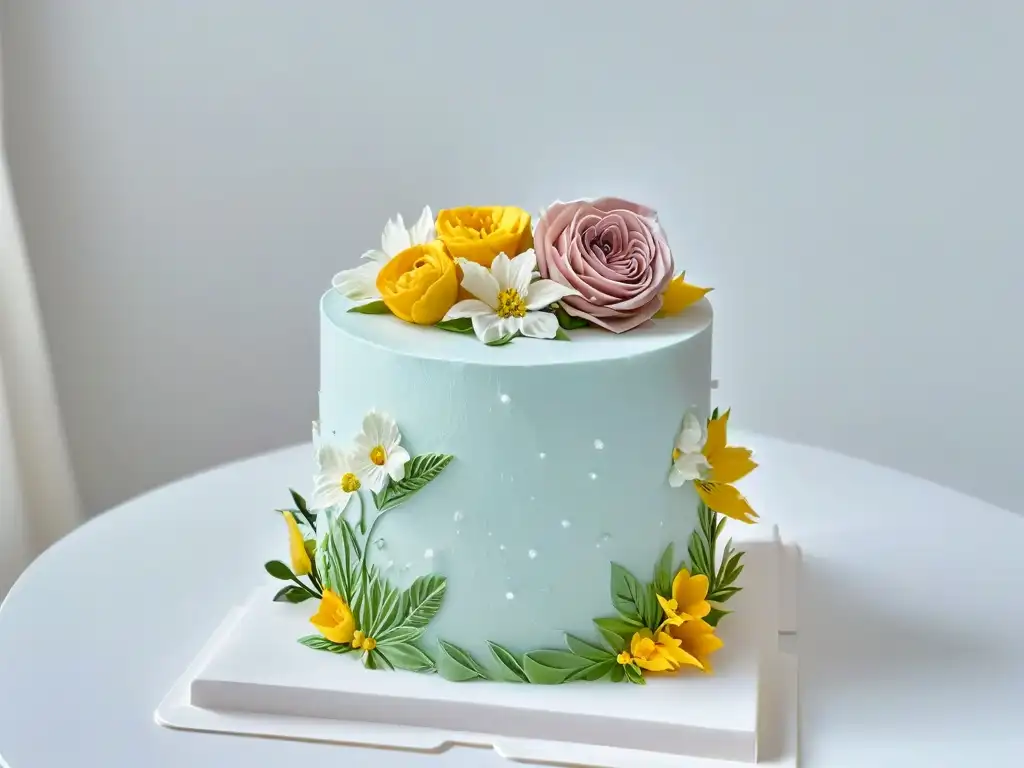 Exquisita tarta multicolor con decoración floral y finos detalles Obra maestra de repostería con ingredientes especiales para repostería