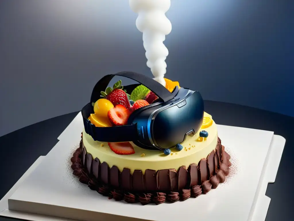 Una obra maestra de la repostería en Realidad Virtual: postres futuristas y coloridos flotando en el espacio digital