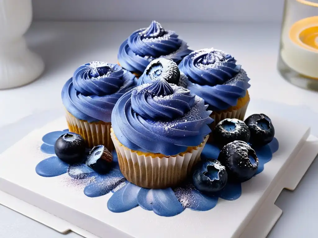 Una obra maestra de repostería: Cupcakes saludables gourmet recetas, con frosting de arándanos y detalles dorados