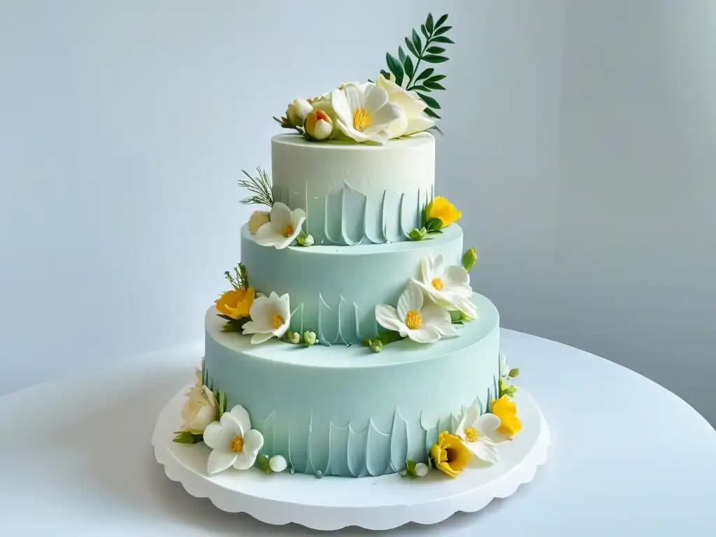 Una obra maestra de repostería sostenible: pastel de boda con intrincados diseños geométricos y florales impresos en 3D