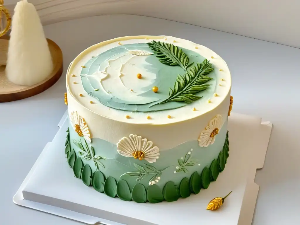 Obra maestra de repostería: una torta delicadamente decorada con técnicas de pintura de diferentes periodos históricos