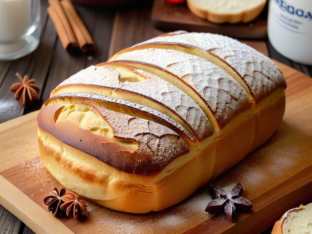 Un pan dulce casero recién horneado, dorado y jugoso