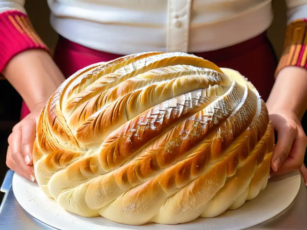 Un panadero experto moldea con destreza un pan trenzado, destacando las técnicas panadería artesanal avanzada