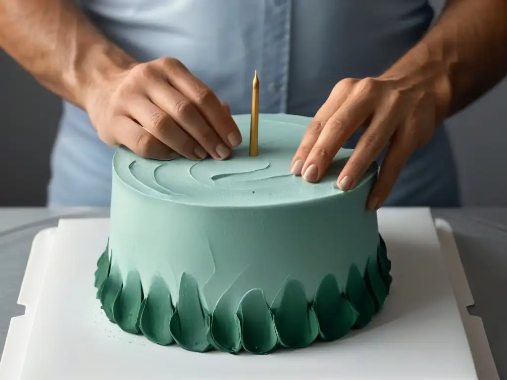 Un par de manos expertas esculpen con precisión una figura de fondant, mostrando el arte del modelado de fondant para principiantes