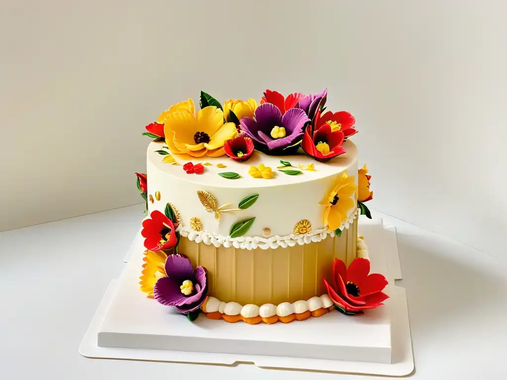 Pastel latino fusionado: arte culinario vibrante y sofisticado Pastel de fusión latinoamericana en repostería con motivos tradicionales y detalles sofisticados