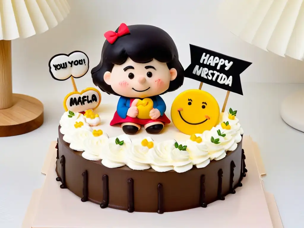 Pastel Mafalda personalizado con detalle y elegancia en fondant y decoración floral