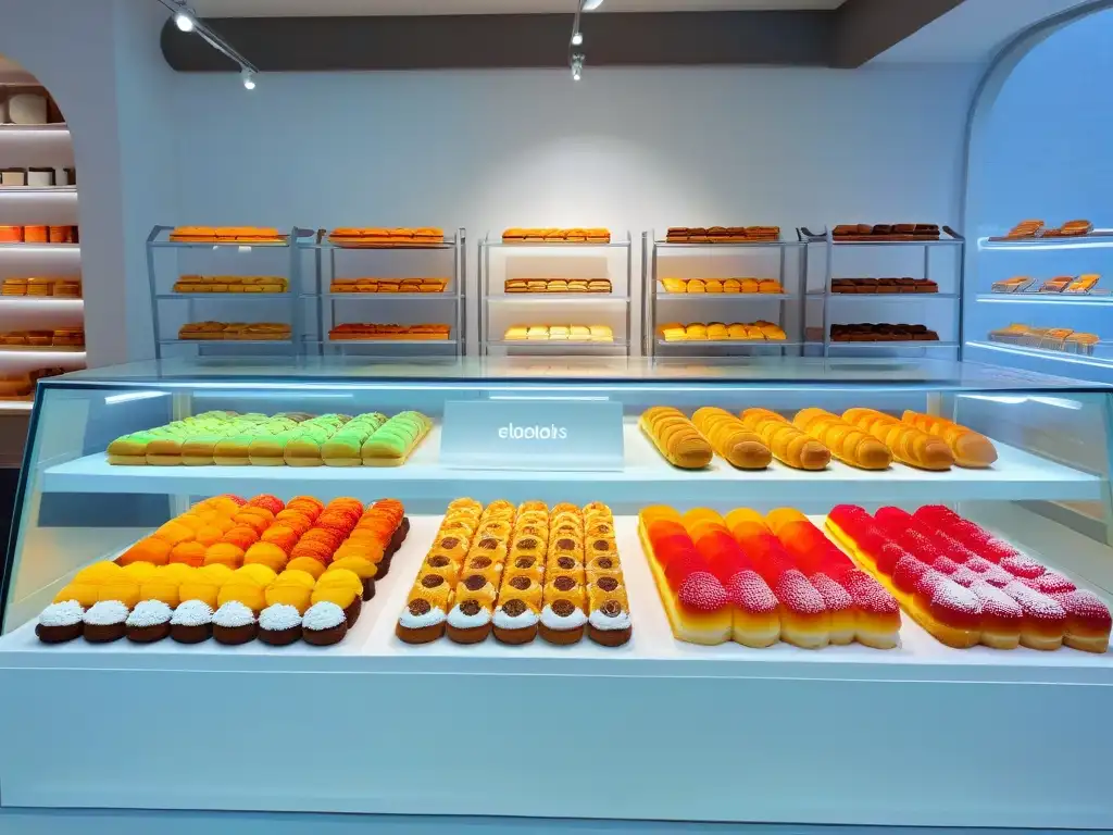 Una pastelería moderna con paletas de colores que resaltan la psicología del color en repostería moderna