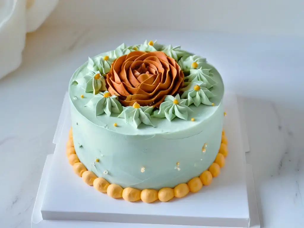 Fotografía para pasteleros en redes: Elegante pastel decorado en mármol con detalles en tonos pastel