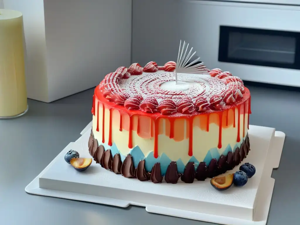 Decorar pasteles con Realidad Aumentada: Una cocina moderna con un pastel decorado de forma increíble