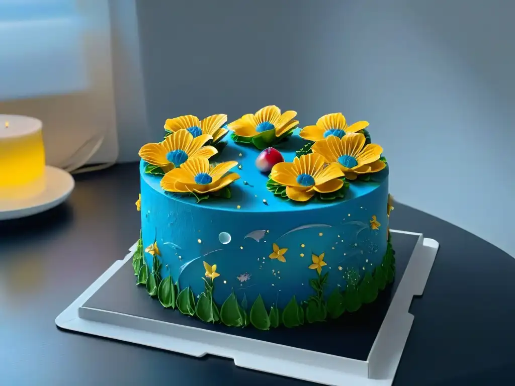 Decorar pasteles con Realidad Aumentada: Cocina futurista proyecta diseño de repostería en holograma sobre pastel blanco