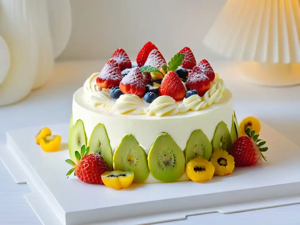 Un postre australiano tradicional y moderno: Pavlova con kiwi, maracuyá y fresas