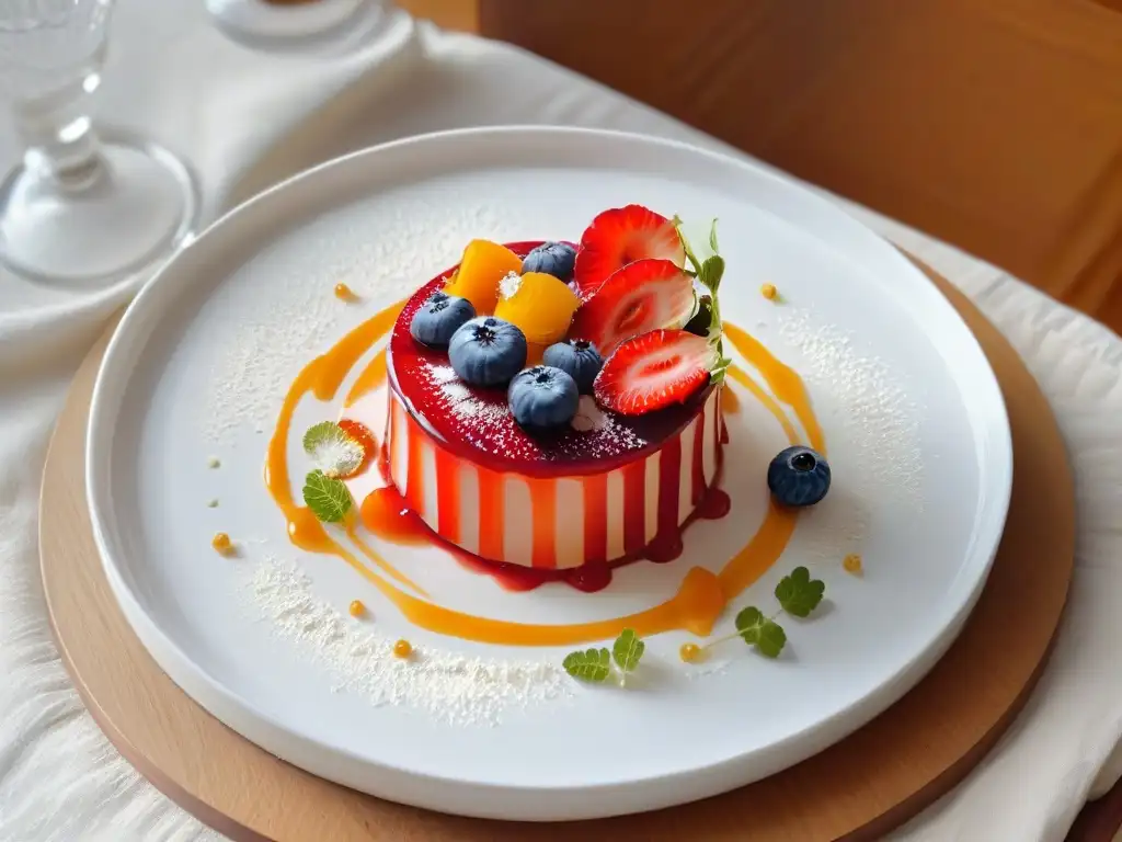 Dulce obra maestra: postre artesanal con espuma y frutas Postre delicado con aires de espumas y frutas, guía práctica repostería