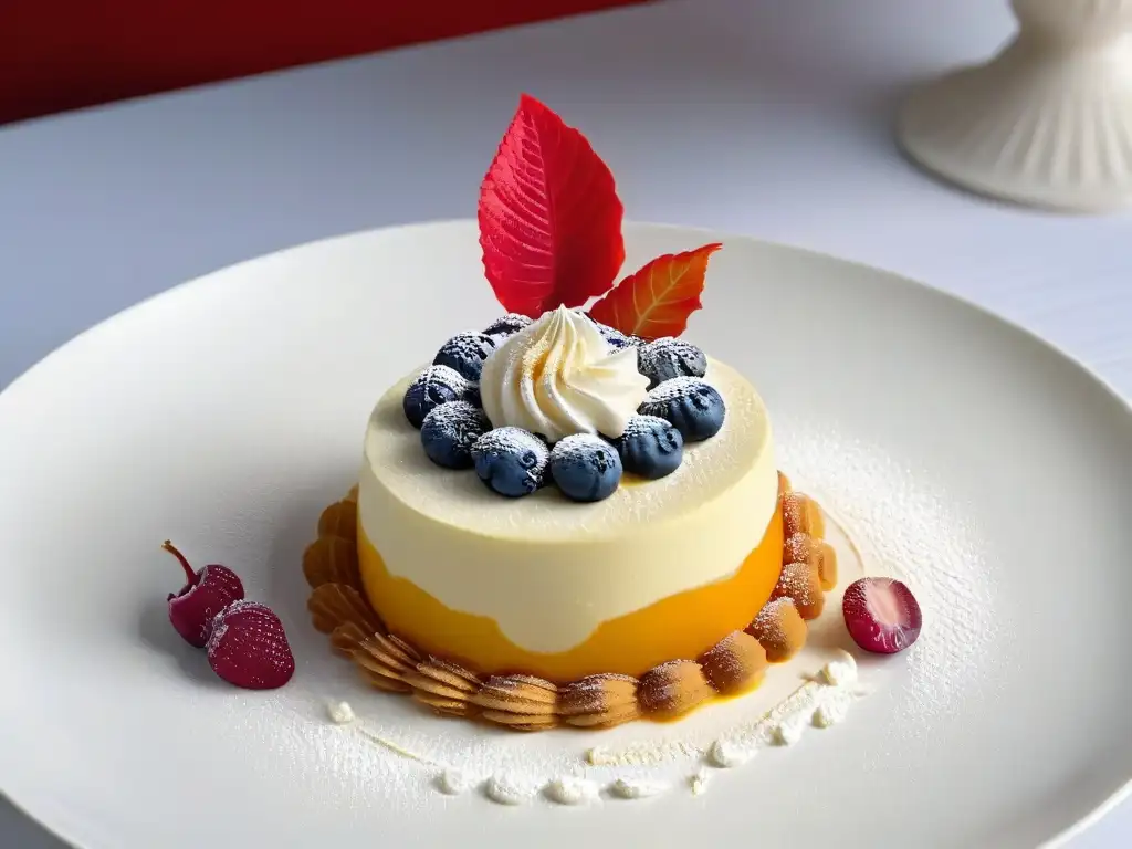 Postre elegante con técnicas minimalistas modernas para postres