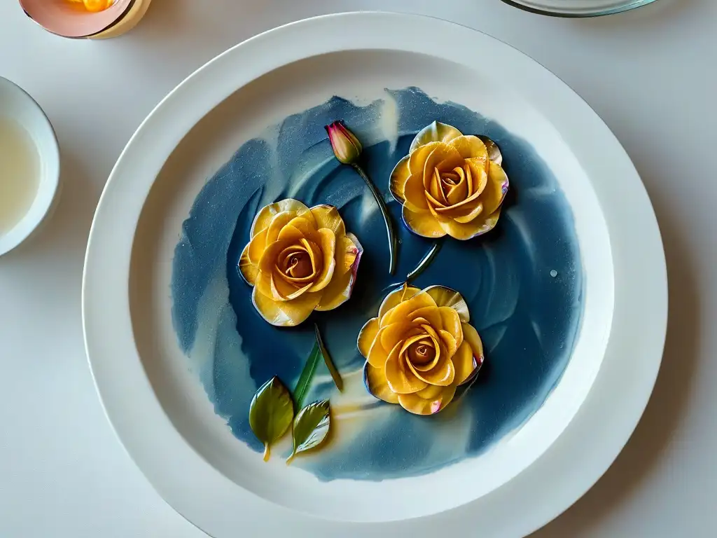 Un postre inspirado en arte impresionista: crème brûlée de pétalos de rosa con caramelo