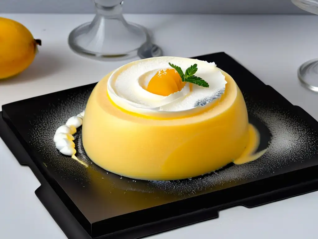 Un postre de mango etéreo elaborado con técnicas moleculares para postres