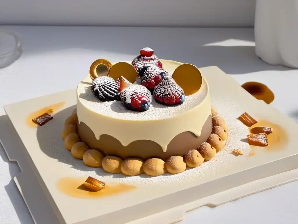 Postre minimalista: arte en repostería con tendencias elegantes en un plato