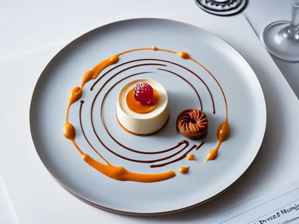 Un postre minimalista para eventos: una exquisita obra de arte en un plato moderno y elegante