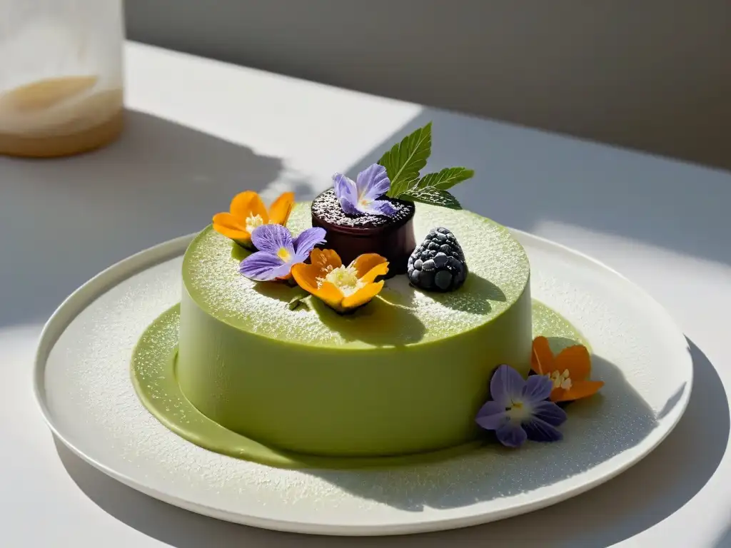 Un postre multisensorial inclusivo de repostería: una obra maestra de colores y texturas en un plato moderno